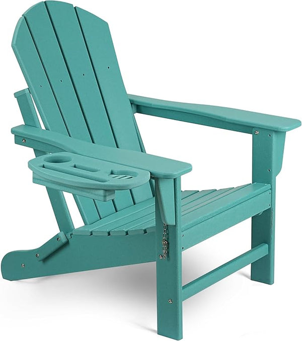 Adirondack Chair, HDPE Folding Adirondack Chair with Multifunctional Cup Holder - Photo 1