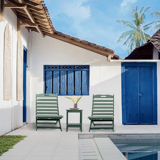 IVY&LANE Portable Xavier-Chairs Set of 2 | Folding-Adirondack-Chair | Wave | HDPE Plastic | Limited Edition | Forest Green | All-Weather Resistant | for Outdoor Fire-Pit Patio Lawn Beach Poolside