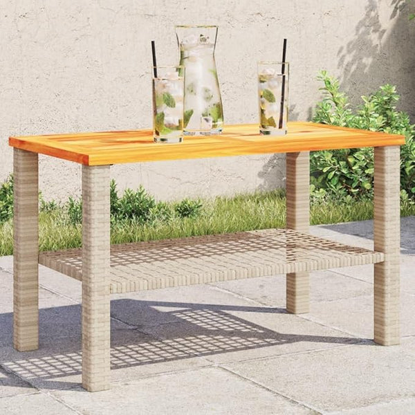 Outdoor Coffee Table, Rectangular Synthetic Poly Rattan Side Table for Patio, Garden, Balcony, Backyard - Photo 1