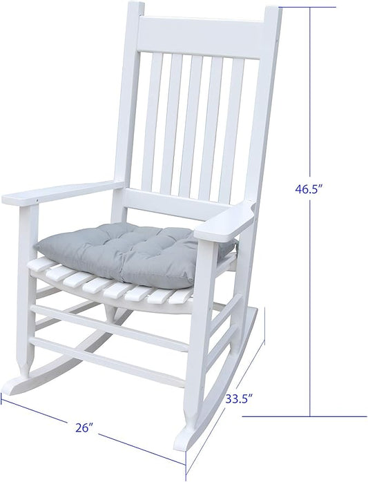 HomVent Wood Rocking Chair, 280 Lbs Heavy Duty Rocking Rocker Chair, Backyard and Patio Porch Rocker with Wide Seat and Armrest for Outdoor& Indoor Use, Cushion not Include (White 1)