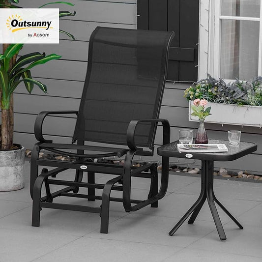 Outsunny Outdoor Glider Chair, Gliders for Outside Patio with Smooth Gliding Mechanism and Lightweight Construction for Backyard, Black