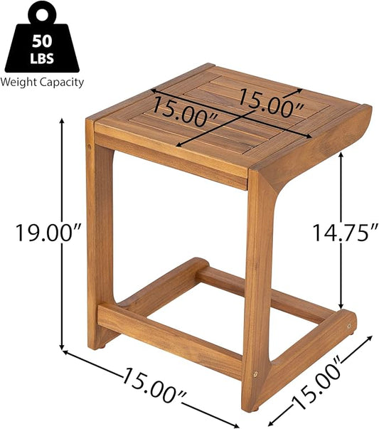 Christopher Knight Home Dessa Outdoor Side Table, Acacia Wood End Table, C Shape Small Coffee Table, Wooden Slat Panel Design, Lightweight Easy Move, Acacia Wood Frame Desk for Poolside Backyard, Teak