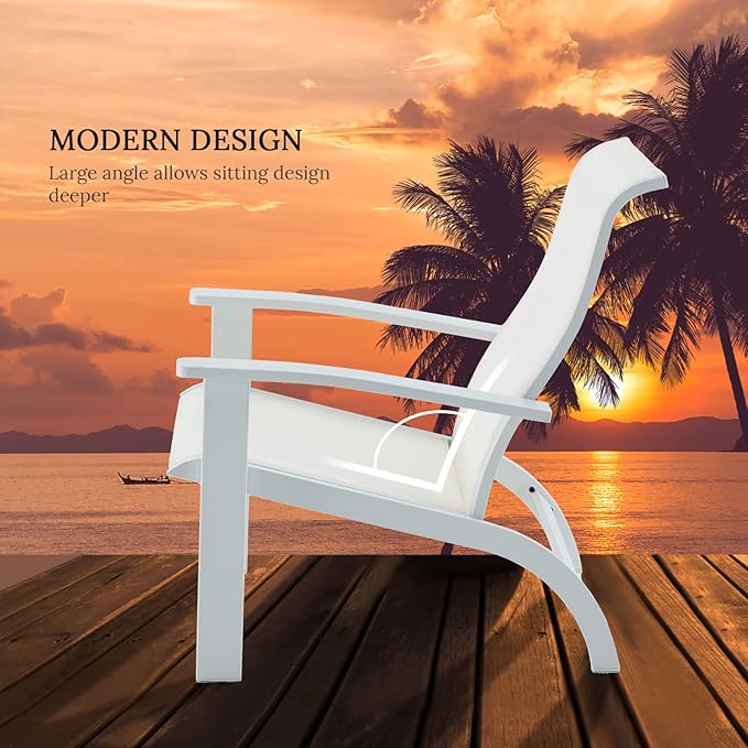 VICLLAX Outdoor Adirondack Chair Set of 4, Patio Chair for Lawn Garden, All Weather Outdoor Lounge Chair, White