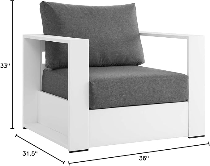 Modway Tahoe Aluminum Outdoor Patio Armchair in White Charcoal