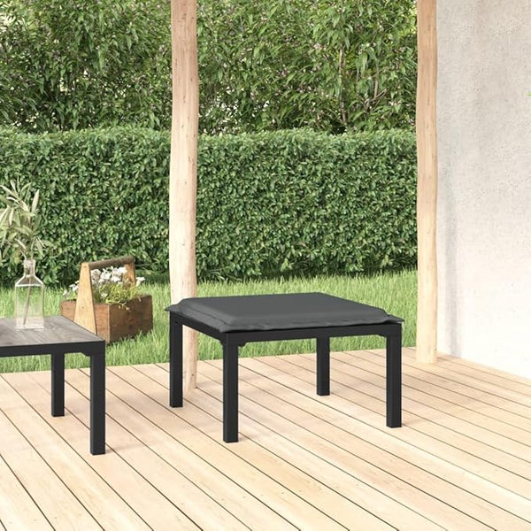 Black and Gray PE Rattan Modular Garden Footstool with Cushion - Photo 1