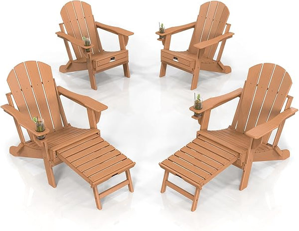 VINGLI Folding Adirondack Chair Set of 4 with Ottoman - Photo 1