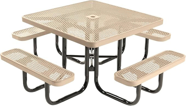 COATEDOUTDOORFURNITURE Heavy-Duty Portable Outdoor Picnic Table with Umbrella Hole - Photo 1