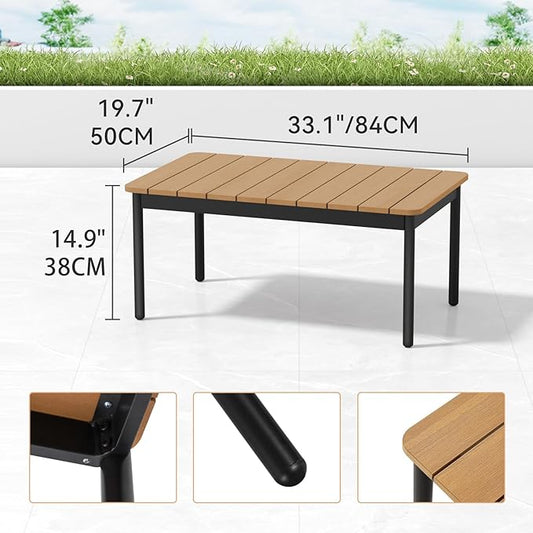 C-Hopetree Small Rectangle Polywood Outdoor Side Coffee Table for Outside Patio