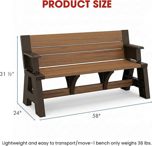 Convert-a-Bench Gen 1 2-in-1 Outdoor Convertible Bench to Picnic Table | Space-Saving, Weather-Resistant Patio Furniture for Yard, Deck, Garden | Easy Assembly & Durable Bench, Espresso