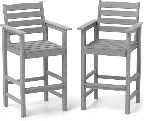 Tangkula Patio Adirondack Chairs Set of 2, HDPE Bar Height Chair with Wide Armrests & Footrest - Photo 1