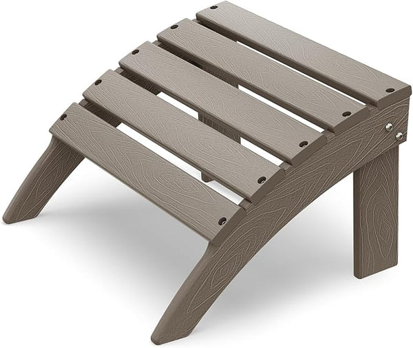 IVY&LANE Outdoor Adirondack Ottoman | Folding | HDPE Wood Grain | Desert Brown | All Weather - Photo 1