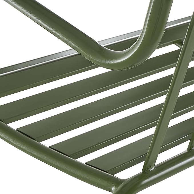 Deco 79 Metal Patio Outdoor Bench Slatted Patio Bench with Curved Armrests, Bench 44" x 22" x 36", Green