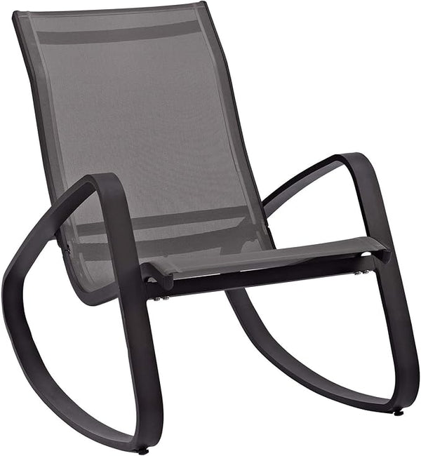 Modway Traveler Outdoor Patio Aluminum Mesh Rocking Sling Lawn Chair Glider in Black Black - Photo 1
