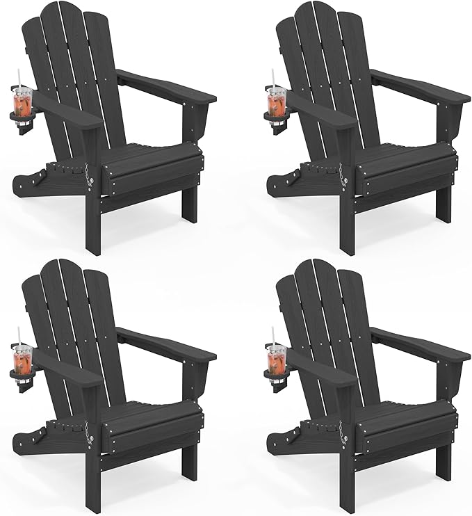 KINGYES Folding HDPE Adirondack Chairs