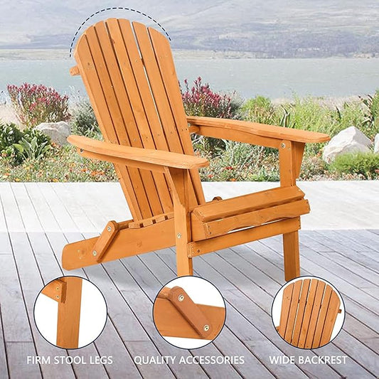 FDW Folding Adirondack Chair Patio Chairs Lawn Chair Outdoor Wood Chairs Save Space and Movable and Weather Resistant