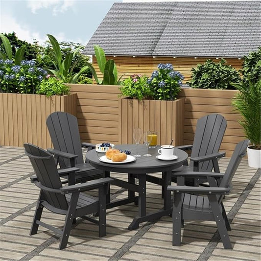 Costaelm Outdoor Fire Pit Chair, Patio hdpe Balcony Pool Adirondack Chair, Modern Front Porch Backyard Chair, Garden Resin Lounge Chair for Outside, Gray