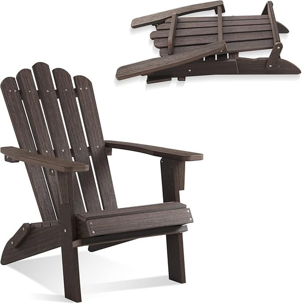 Folding Adirondack Chair, HDPE Adirondack Chairs, All-Weather Resistant Lawn Chairs,Patio Firepit Chairs for Garden - Photo 1