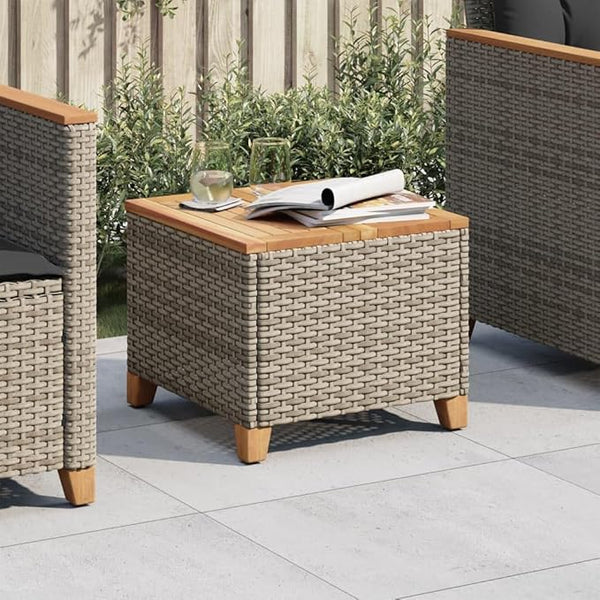 Modern Square Outdoor Garden Table, 17.7-Inch Small Patio Side Table, Synthetic Poly Rattan End Table for Balcony, Porch - Photo 1