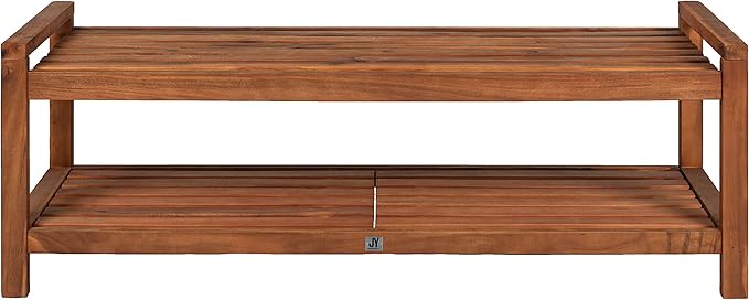 Eyely HNB102A Blake 50.8" 3-Seat Mid-Century Modern 600-Lbs Support Acacia Wood Slat Outdoor Garden Patio Bench for Garden, Lawn, Backyard, Pool, Deck, Beach, Firepit, Teak