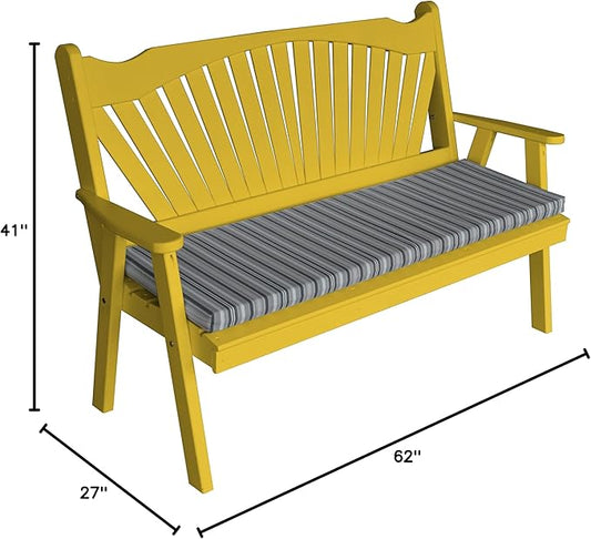 Furniture Barn USA Pine 5' Fanback Garden Bench, Canary Yellow