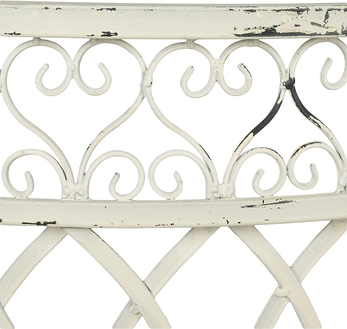 SAFAVIEH Outdoor Collection Lara Victorian Antique White Iron Kissing Bench