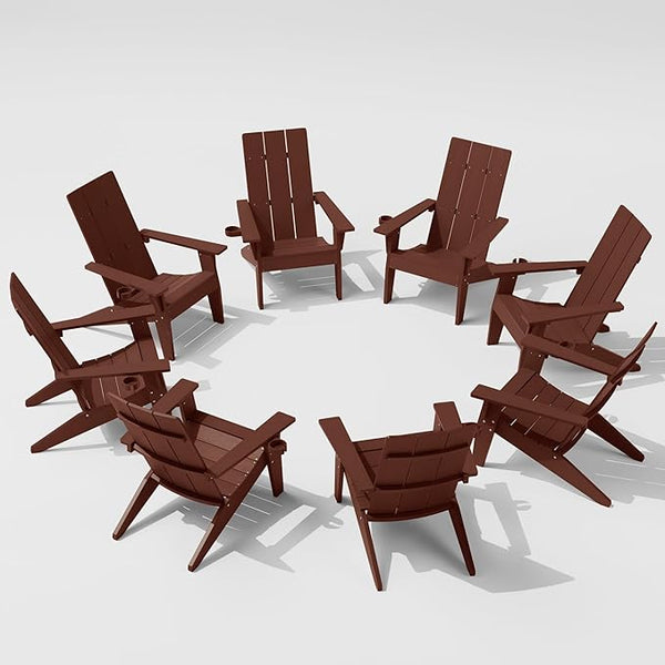 MXIMU Adirondack Chair Set of 8: Modern Adirondack Chairs Fire Pit Chairs Plastic Outdoor Chairs for Lawn Backyard Deck - Photo 1