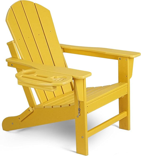 Adirondack Chair, HDPE Folding Adirondack Chair with Multifunctional Cup Holder - Photo 1
