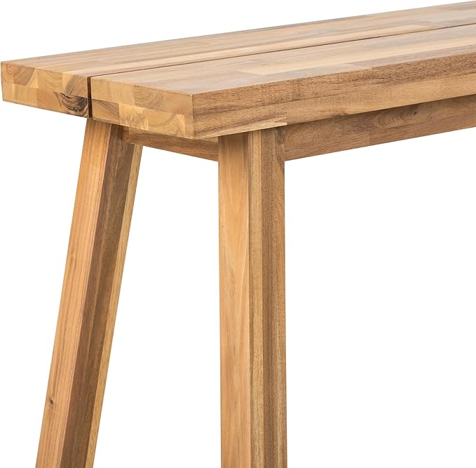 Solid Wood Bench - Minimalist Design, Acacia Wood Construction, Light Natural Color, Versatile for Entryway, Living Room, Bedroom & Outdoors, Easy Assembly & Weather-Resistant