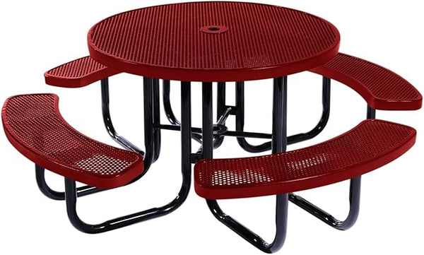 Coated Outdoor Furniture Heavy-Duty Portable Outdoor Picnic Table with Umbrella Hole - Photo 1