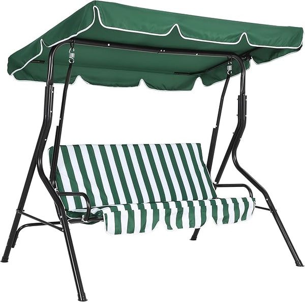 GarveeLife Outdoor Porch Swing Chair with Adjustable Canopy for Adults, 3-Seat Patio Glider Bench with Thick Cushions - Photo 1