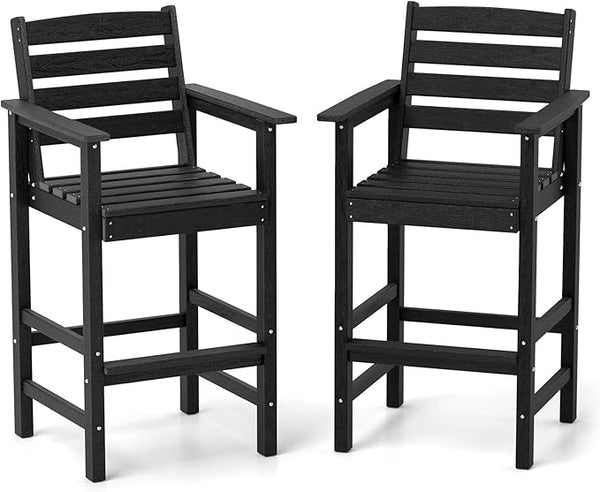 Tangkula Patio Adirondack Chairs Set of 2, HDPE Bar Height Chair with Wide Armrests & Footrest - Photo 1
