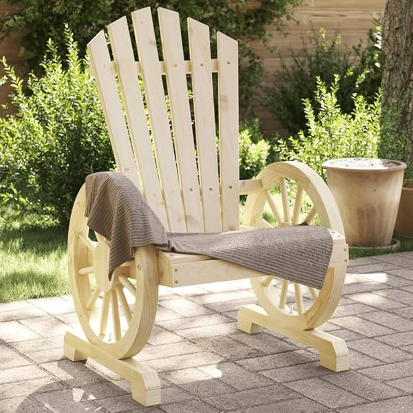 Solid Fir Wood Adirondack Chair Set of 2 with Weathered Finish for Outdoor Patio and Garden Seating - Photo 1