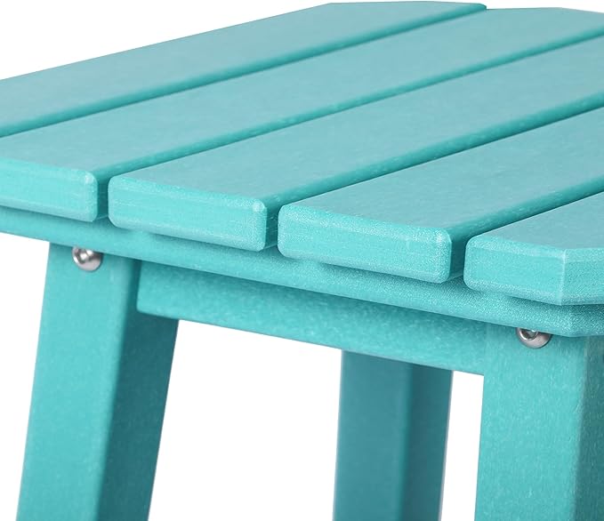 Costaelm 29" Height Outdoor Bar Stools, All-Weather Bar Stools, Adirondack Poly Patio Square Bar Stool for Patio, Deck, Kitchen Counter and Garden, Turquoise