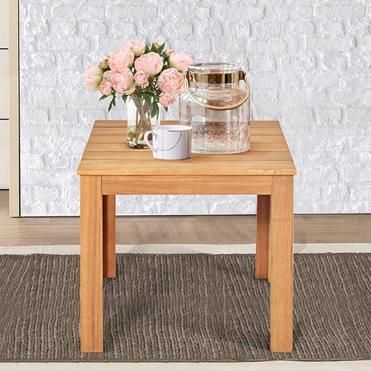 18” Square Patio Table, Acacia Wood Adirondack Side Table, Outdoor End Table, Coffee Table Composite Table for Garden, Backyard, Pool & Balcony, Teak Oil Finished