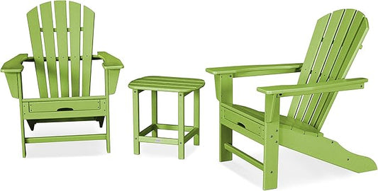 POLYWOOD Palm Coast Ultimate Adirondack Chair 3-Piece Set with Hideaway Ottoman
