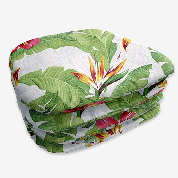 BrylaneHome Indoor/Outdoor Chair Pads (Set of 4) - 16" L x 15.6" W - Water, Stain & Fade Resistant - Hibiscus - Photo 1