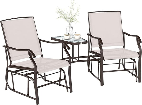Outsunny Outdoor Glider Chairs with Coffee Table - Photo 1