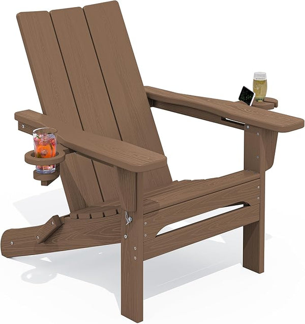 SERWALL Modern Adirondack Chair, Folding Adirondack Chair with Cup Holders - Photo 1