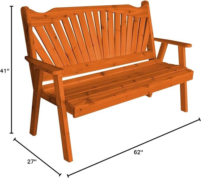 Furniture Barn USA Pine 5' Fanback Garden Bench, Redwood Stain
