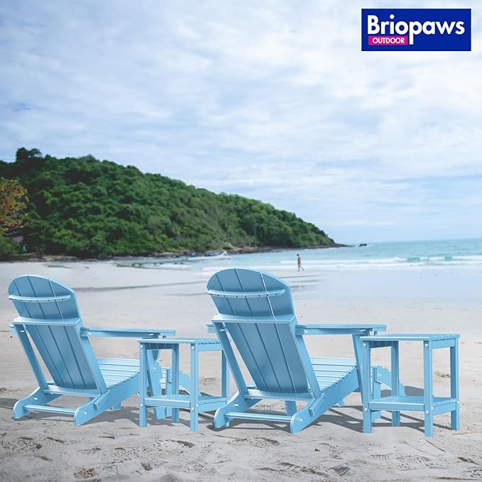 BRIOPAWS Adirondack Ottoman | Folding | HDPE Plastic | Arctic Outdoor Foot Rest | All Weather | Patio Footrest for Adirondack Chair | Foot Stool for Pool Deck Porch | 19.7W x 18.5L x 13H Inch