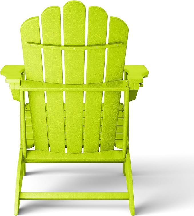 Costaelm Lakeview Outdoor Patio HDPE Adirondack Chair with Cup Holder, Lime