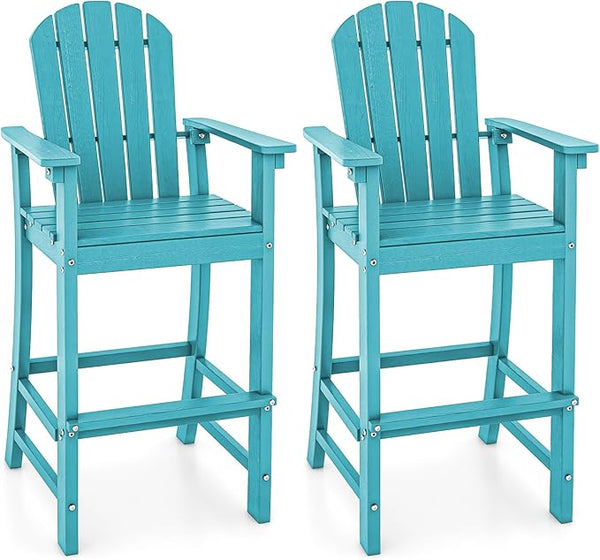 Tangkula Outdoor Tall Adirondack Chair 30 Inches Seat Height, HDPE Bar Height Patio Chair with High Backrest - Photo 1