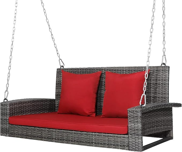 Tangkula 2 Person Wicker Hanging Porch Swing - Photo 1