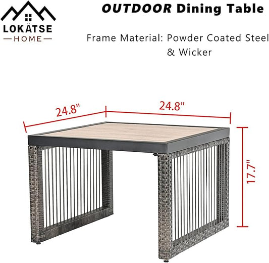 LOKATSE HOME Patio Coffee Table Dining Furniture for Balcony, Porch, Deck, Black/Brown