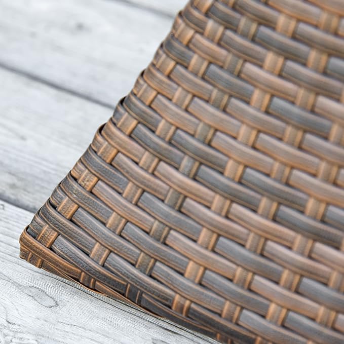 Outsunny Outdoor Side Table with Umbrella Hole, 2 Tier Rattan Wicker End Table with Storage Shelf, All Weather for Outdoor, Patio, Garden, Backyard, Mixed Brown