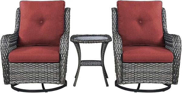 Rilyson Patio Chairs Rocking Swivel Chiar - 3 Piece Outdoor Wicker Patio Bistro Set Rattan Rocker Glider Chairs with - Photo 1