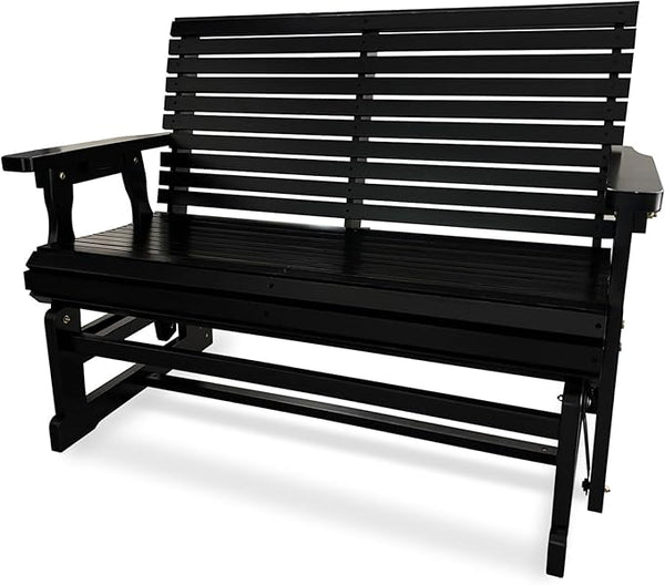 Fortune Candy Wooden Patio Glider with High Roll Back and Deep Contoured Seat, Solid Fir Wood, 2-Seater - Photo 1