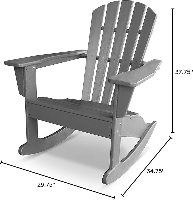 POLYWOOD® Palm Coast Adirondack Rocking Chair, Slate Grey - Adirondack Chair Wood, Wood Beach Chair, Bonfire Chairs, HDPE Patio Furniture