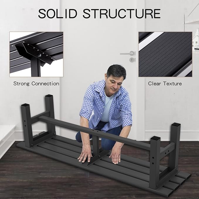 TECSPACE 59 Inches Aluminum Outdoor Weatherproof Bench Backless, 330 LBS Bearing Capacity Garden Porch Bench, Black