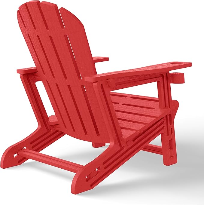 WestinTrends Tool-Free Assembly Outdoor Patio HDPE Plastic Adirondack Chair with Cup Holder, Red